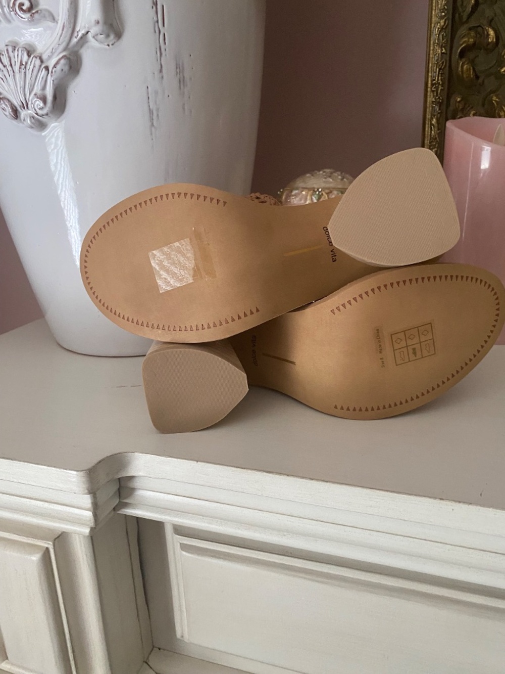 Dolce Vita Tan Brown Sandals Slide Heel 8 - Picture 5 of 5